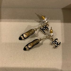 AUTHENTIC Chanel CC/Shoe Drop Earrings, LIKE NEW